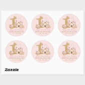 Sticker Rond  Pink RosesCastle Princess 1st Birthday  (Feuille)