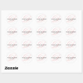 Sticker Rond Pink Script Initial D Monogramme Mariage Faveur (Feuille)