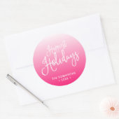 Sticker Rond Pink Script les vacances les plus agréables (Enveloppe)