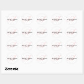Sticker Rond Pink Script Monogramme mariage Favoriser (Feuille)
