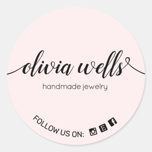 Sticker Rond Pink Script Signature Social Media Classic Round (Devant)