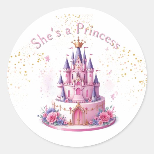 Sticker Rond Pink She's A Princess Castle (Devant)