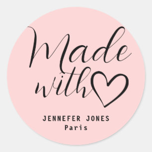 Sticker Rond Pink Simple Minimaliste Fabriqué Avec Coeur D'Amou