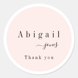 Sticker Rond Pink Simple Script Modern Luxe Merci