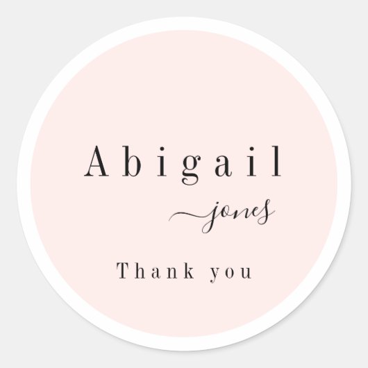 Sticker Rond Pink Simple Script Modern Luxe Merci (Devant)