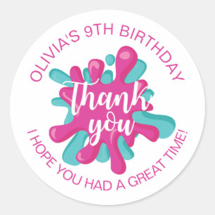 Sticker Rond Pink Slime Time Anniversaire Fête Favoriser