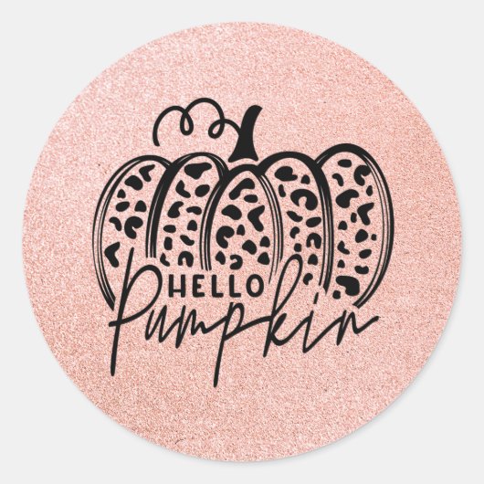 Sticker Rond Pink Sparkle Hello Citrouille Fall Classic Round S (Devant)