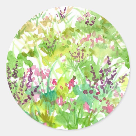 Sticker Rond Pink Spring Aquarelle Fleur sauvage Nature Art (Devant)