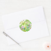Sticker Rond Pink Spring Aquarelle Fleur sauvage Nature Art (Enveloppe)