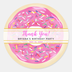 Sticker Rond Pink Sprinkts Fête d'anniversaire moderne