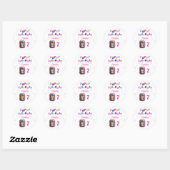 Sticker Rond Pink Stars Joyeux Anniversaire Fille Photo (Feuille)