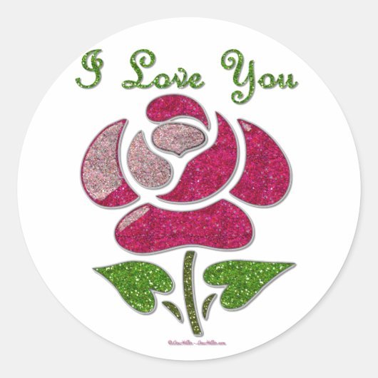 Sticker Rond Pink Stencil Rose I Love You (Devant)