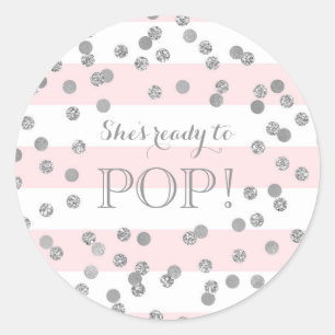 Sticker Rond Pink Stripes Argent Confetti Elle est prête à fair