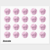 Sticker Rond Pink Sweet 16th Script Coeur Ballons Girly (Feuille)