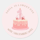 Sticker Rond Pink Sweet Un 1er anniversaire (Devant)