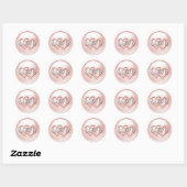 Sticker Rond Pink Two Hearts Intertwined Wedding (Feuille)