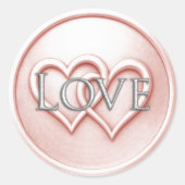 Sticker Rond Pink Two Hearts Intertwined Wedding (Devant)