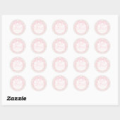 Sticker Rond Pink Vintage Fancy Floral Baby Shower Circle (Feuille)