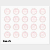 Sticker Rond Pink Vintage Fancy Floral Bridal Shower Seal (Feuille)