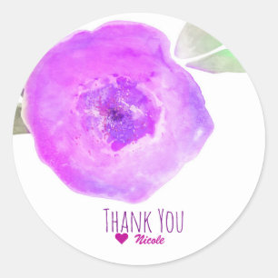 Sticker Rond Pink violet Aquarelle Flower Party Favoriser