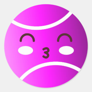 Sticker Rond Pink violet Kawaii Tennis Ball Cute Emoji
