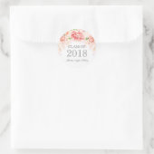 Sticker Rond Pink Watercolor Flowers Graduation 2018 (Sac)