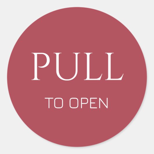 Sticker Rond Pink  White Pull to Open Door Sign (Devant)