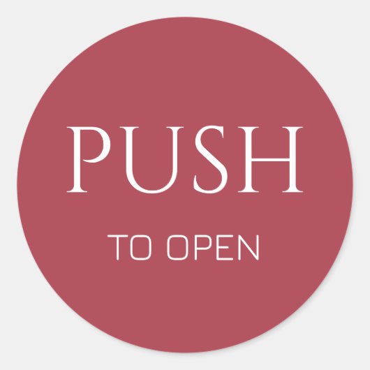 Sticker Rond Pink White Push to Open Door Sign (Devant)