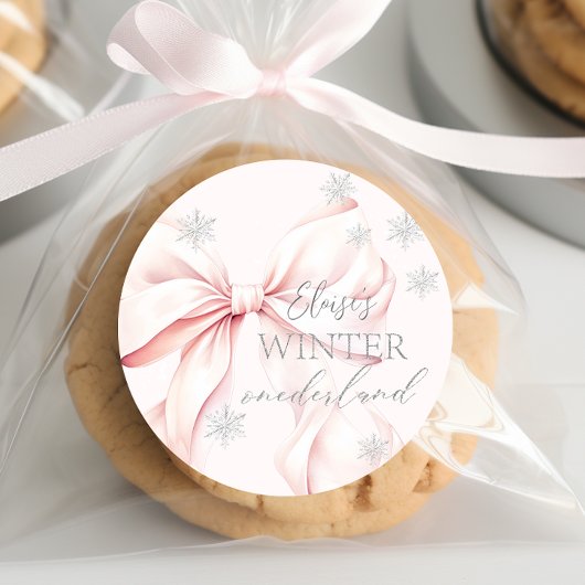 Sticker Rond Pink Winter Onederland 1er anniversaire