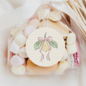 Sticker Rond Pink & Yellow Lemon Bow Baby Shower