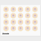 Sticker Rond Pink Yellow Stripes Cat (Feuille)