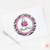 Sticker Rond Pink Zebra Anniversaire Spa Diva Party Favoriser (Enveloppe)