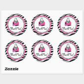 Sticker Rond Pink Zebra Anniversaire Spa Diva Party Favoriser (Feuille)
