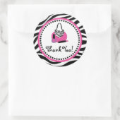 Sticker Rond Pink Zebra Anniversaire Spa Diva Party Favoriser (Sac)