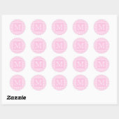 Sticker Rond Pink Zigzag, Custom Monogram. (Feuille)