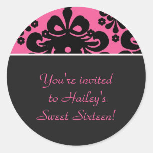 Sticker Rond pinkblack copy, Vous êtes invité à Hailey's Sweet.