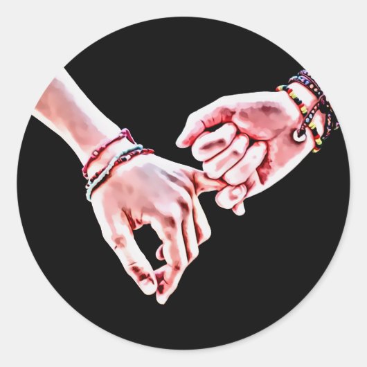 Sticker Rond Pinky Swear Lovers mains Peinture numérique (Devant)