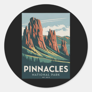 Sticker Rond Pinnacles National Park Camping randonnée vintage