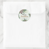 Sticker Rond Pins cônes et verdure joyeux Noël (Sac)