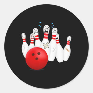 Sticker Rond Pins De Bowling Effrayant. Drôle cadeau Bowling
