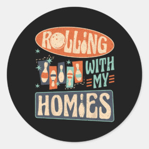 Sticker Rond Pins De L'Équipe De Bowling Grève Avec Mes Hommes