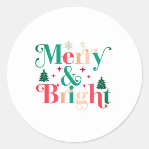 Sticker Rond Pins De Neige Joyeux Et Lumineux