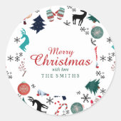 Sticker Rond Pins du Père Noël Reindeer Mittens (Devant)