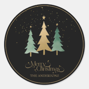 Sticker Rond Pins minimalistes de Noël moderne Noir