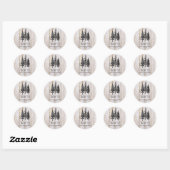 Sticker Rond Pins rustiques Bois Mariage campagnard simple (Feuille)