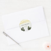 Sticker Rond Pins rustiques en hiver Mariage Décembre Neige (Enveloppe)