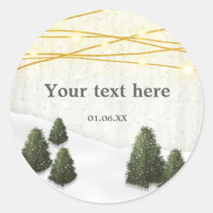 Sticker Rond Pins rustiques en hiver Mariage Décembre Neige