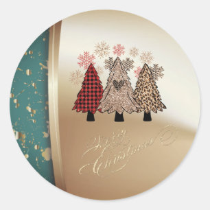 Sticker Rond Pins, Snowflakes, Joyeux Noël Or