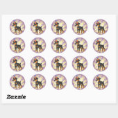 Sticker Rond Pinscher miniature d'anniversaire/Manchester (Feuille)