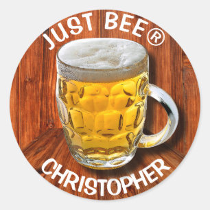 Sticker Rond Pint De Verre Bière Mug À La Tête Blanche Avec